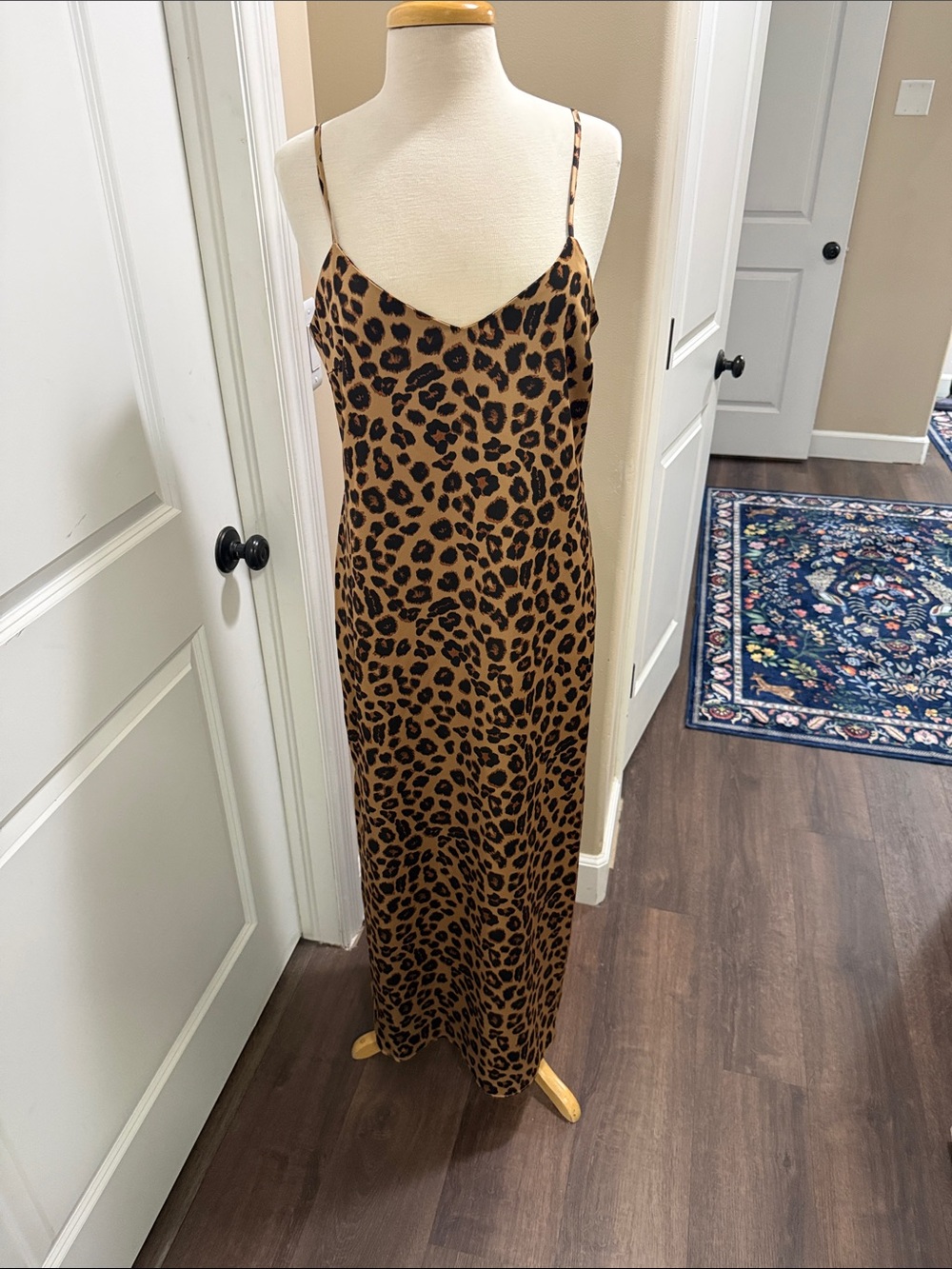STUNNING NWT Gibson Latimer Leopard-Print Slip Maxi in Tan and Black